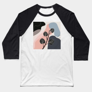 Abstract modern art black leaf branch with colored background, cute creative artwork Baseball T-Shirt